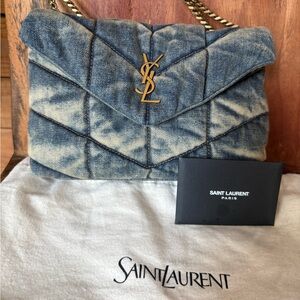 Saint Laurent Denim Puffer Toy Bag